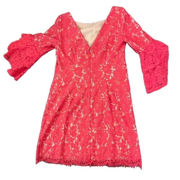 Eliza J Andressa Pink Lace Knee Length Lined Dress Sz 10 - Picture 3 of 13